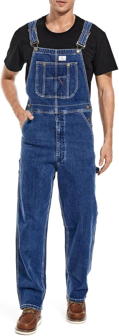 🔥Last Day Promotion🔥Men's Denim Bib Overalls, Workwear with Adjustable Straps and Convenient Tool Pockets