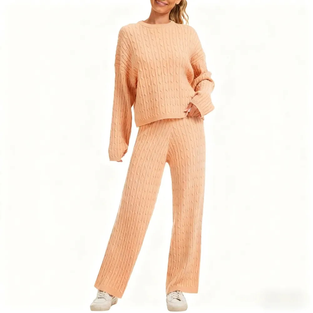 Women's Cable Knit Sweater Lounge Set