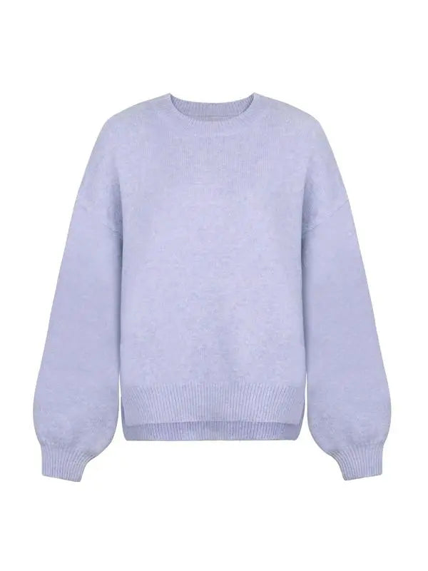 Drop Shoulder Split Hem Sweater