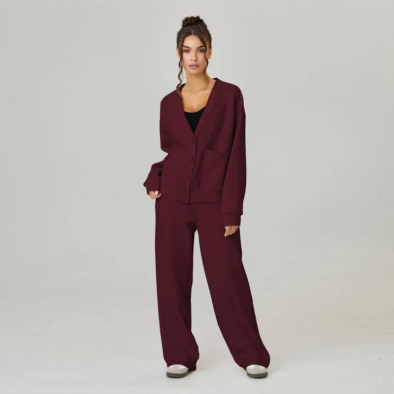 Women's Slouchy Solid Color Soft Two Piece Set