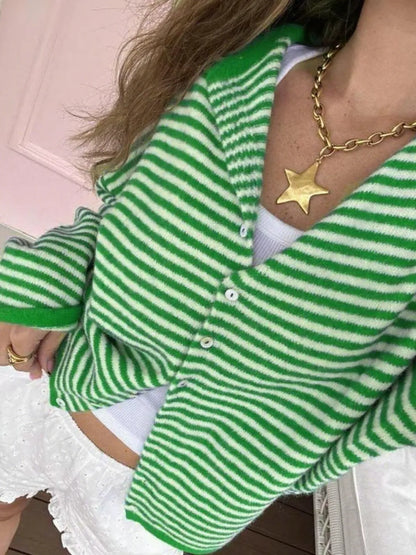 Women's Striped Sweater Cardigan