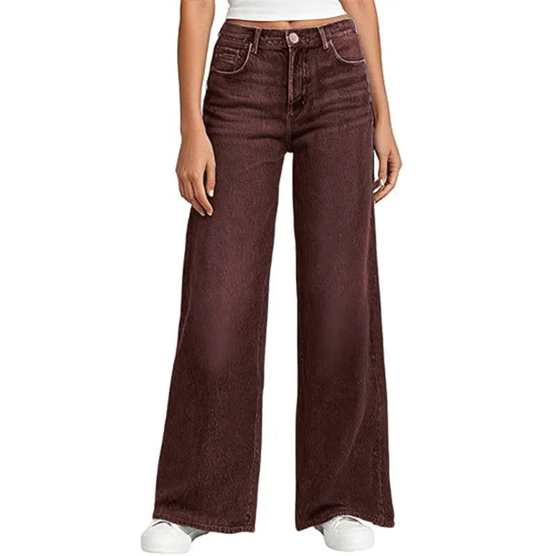 Women's Sweatpant Jeans Print Denim Sweatpants High Waisted Full-Length Wide Leg Pants Baggy Comfort Faux Jeans