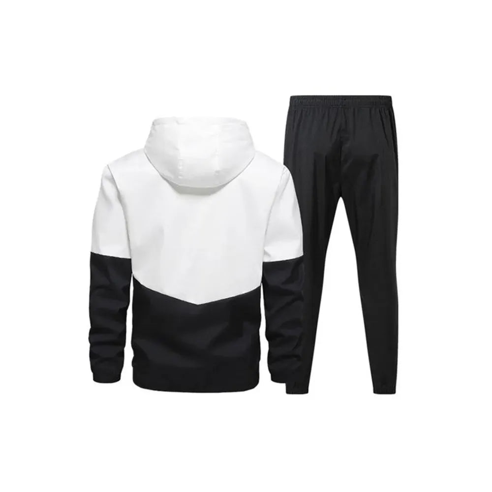 Men’s Colorblock 2-Piece Tracksuit: Full Zip Hoodie + Jogging Pants