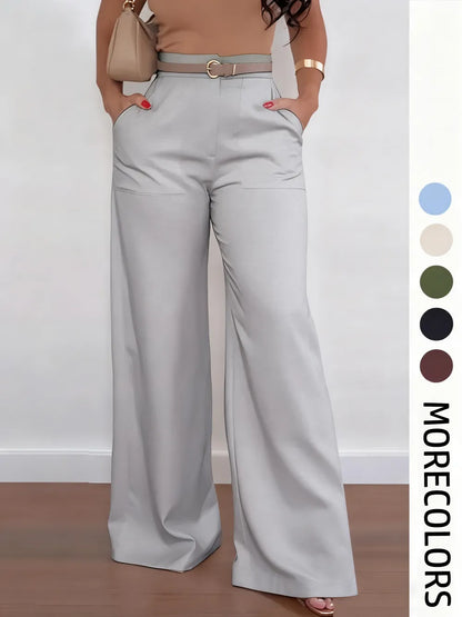 Women's Solid High Waist Wide Leg Pants