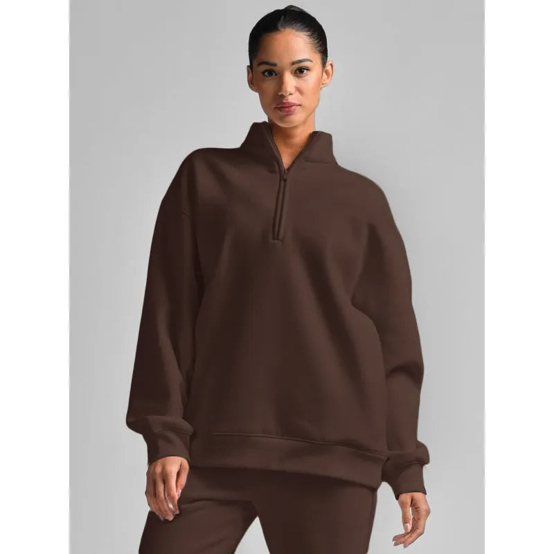 Basic quarter-zip turtleneck sweater set