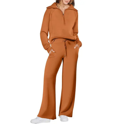 Women 2 Piece Outfits Sweatsuit Set 2025 Fall Oversized Half Zip Sweatshirt