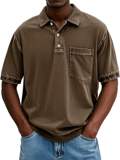 FINAL SALE⚡10 Packs for $34.99⚡ - Men's Retro Distressed Lapel Short-sleeved Pocket Polo Shirt
