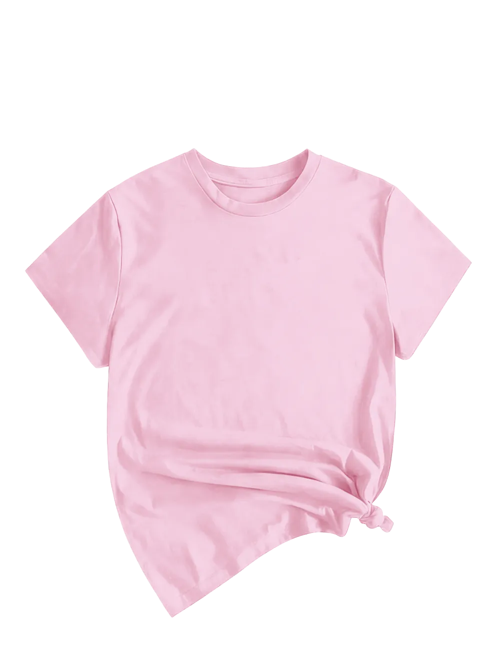 Women's Solid Round Neck Tee, Casual Short Sleeve Crew Neck T-Shirt for Summer