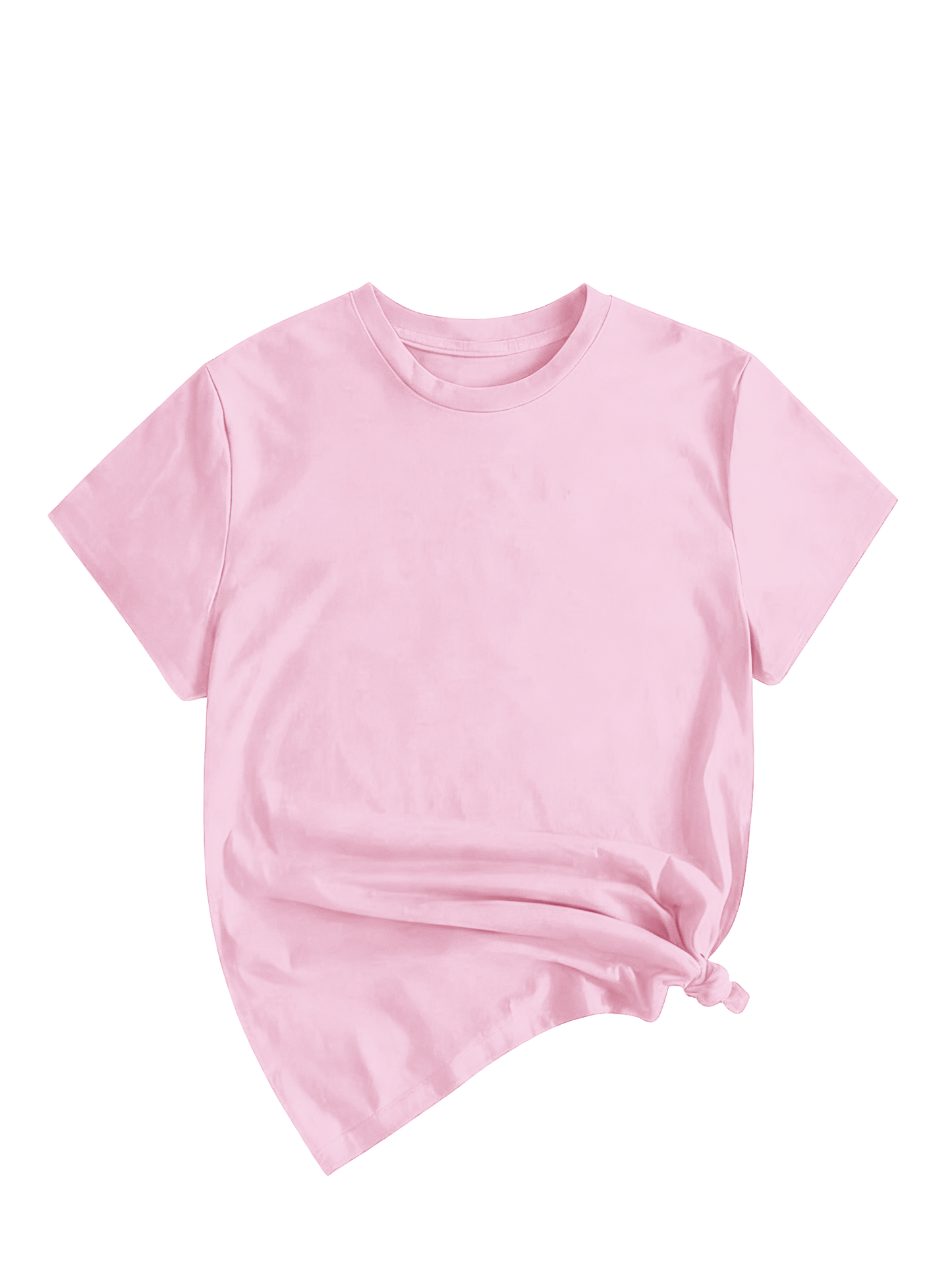 Women's Solid Round Neck Tee, Casual Short Sleeve Crew Neck T-Shirt for Summer