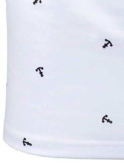 Men's Anchor Print Short Sleeve Polo Shirt