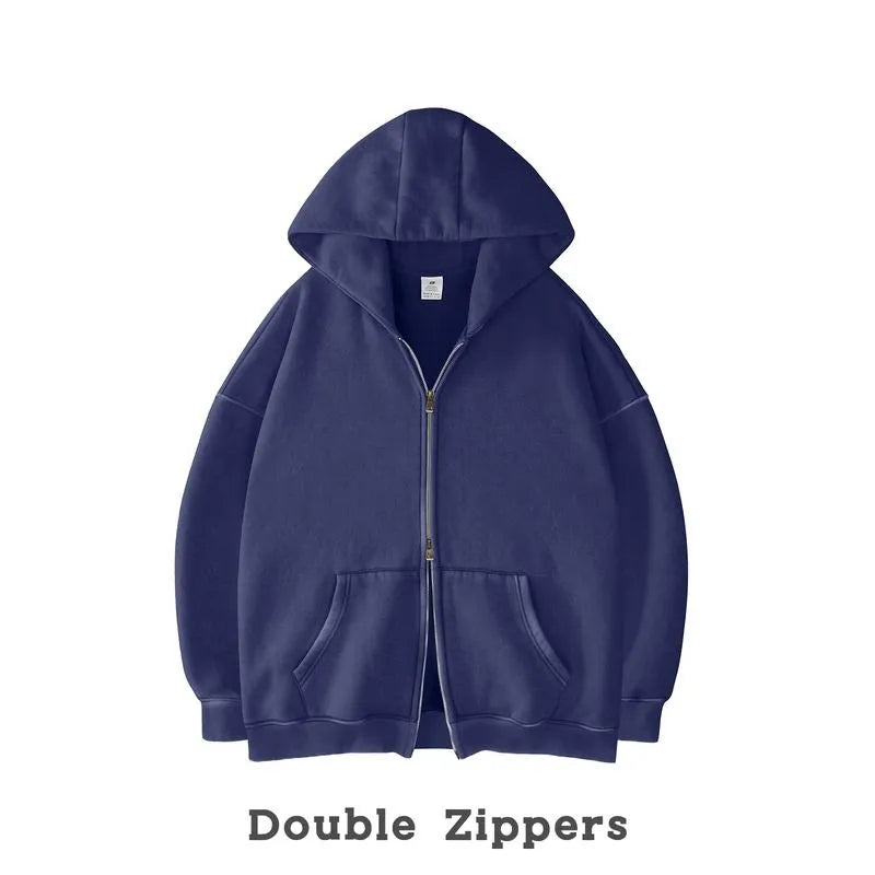Unisex Oversized Zip-Up Hoodie for Women Plain