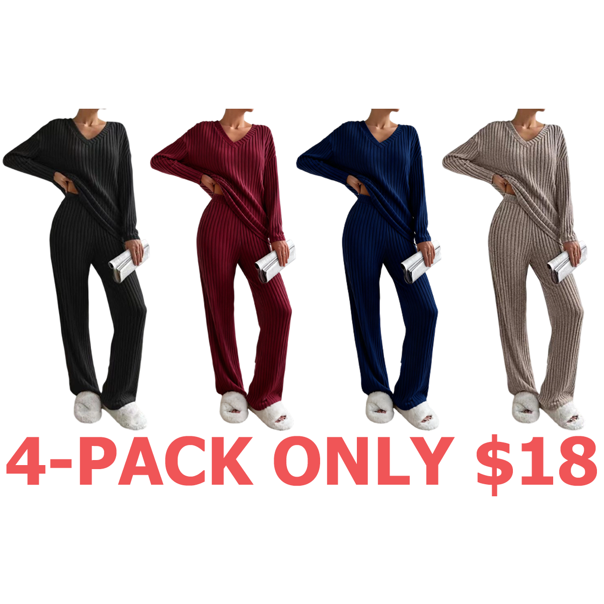 Women's Solid Drop Shoulder Pocket Lounge Set