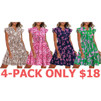4-Pack (Champagne Flower Print,Ditsy Flower Print,Navy Flower Print, Green Flower Print)