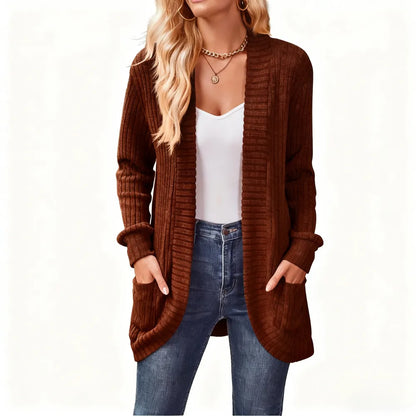 Women 2024 Fall Open Front Long Sleeve Loose Lightweight Knit Sweater