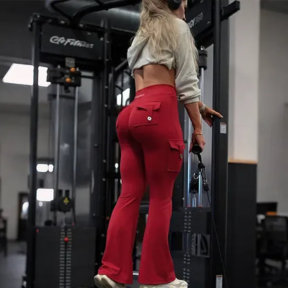 Women's athletic flare pants with hidden pockets