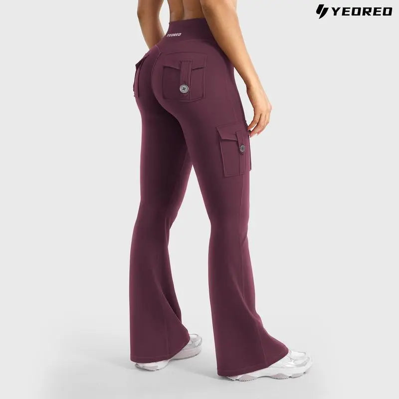 Women's athletic flare pants with hidden pockets