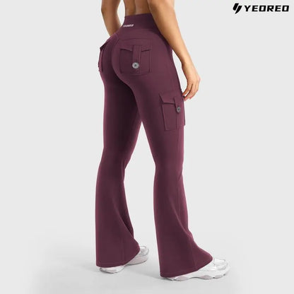 Women's athletic flare pants with hidden pockets