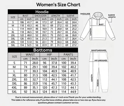 Women's Printed Hooded Sweatshirt And Drawstring Sweatpants Set
