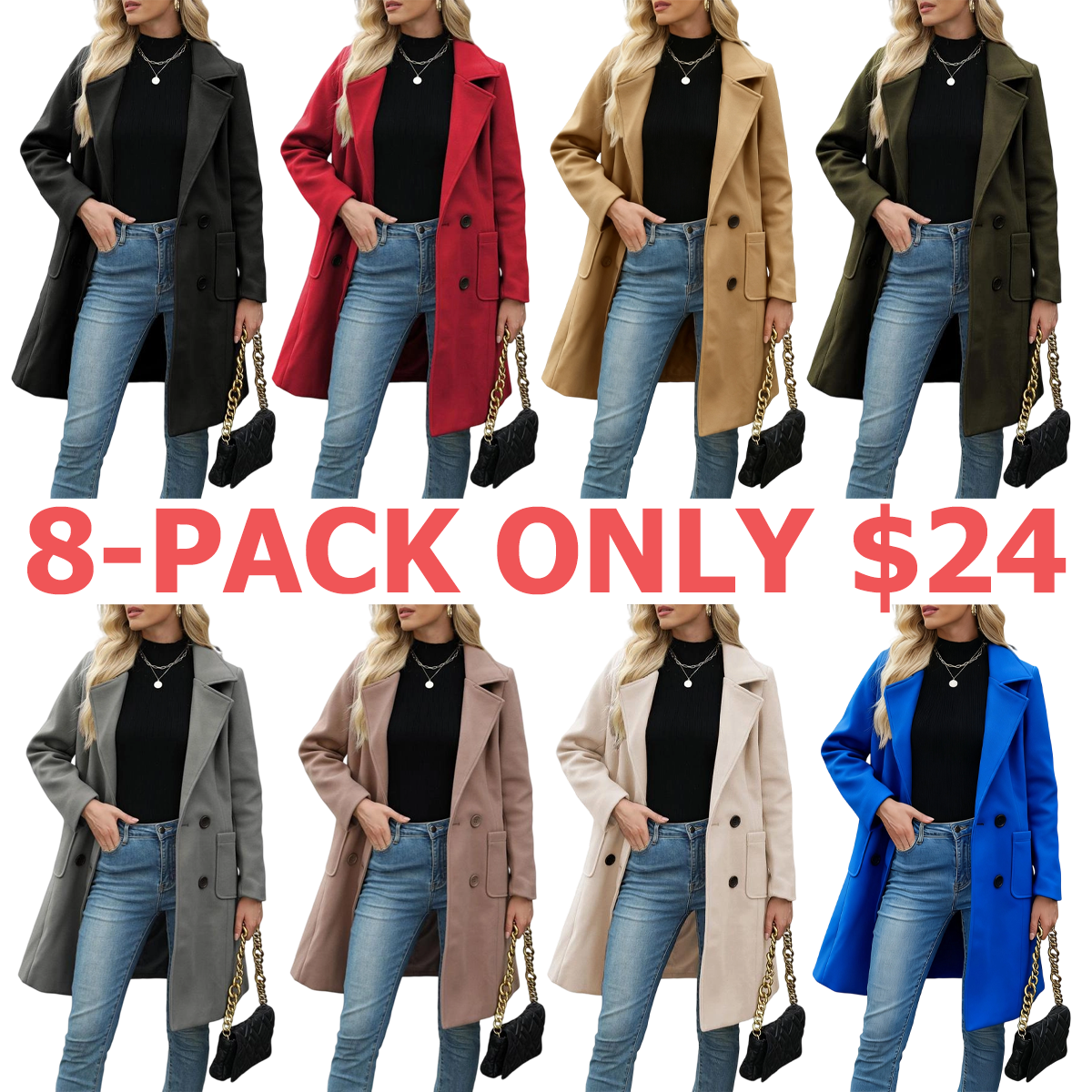 Women's Winter Wool Blend Camel Mid-Long Coat