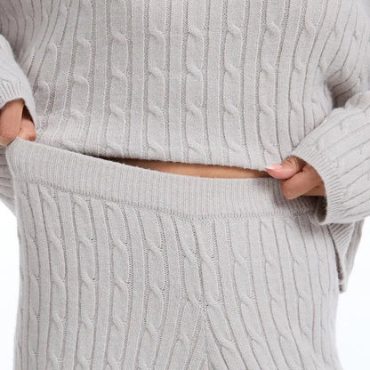 Women's Cable Knit Sweater Lounge Set
