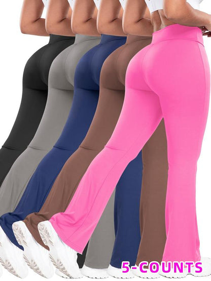 Women's Solid High Waist Flare Leg Sports Leggings