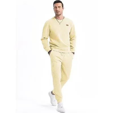 Men’s 2-Piece Sweatsuit – Jacquard Crewneck Sweatshirt & Joggers Set