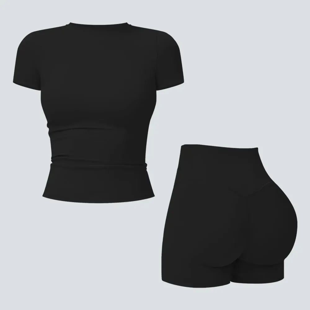 2-Piece Boat Neck Open-Back Workout Set