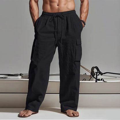 Men's Cargo Pants Trousers Summer Pants Beach Pants Gauze Pants Drawstring Elastic Waist Multi Pocket Plain Comfort Breathable Outdoor Daily Holiday Fashion Classic Style