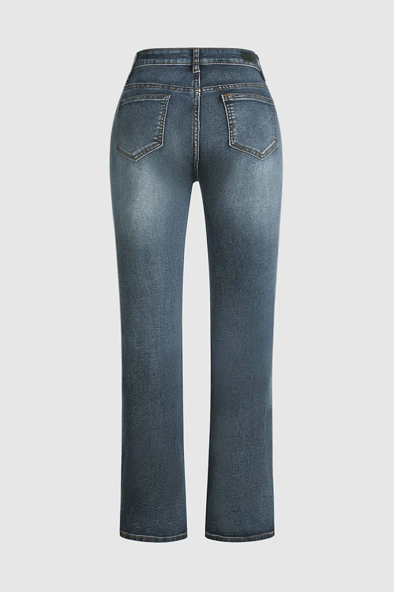 🔥LAST DAY 80% OFF🔥Mid-waist bootcut jeans with floral embroidery