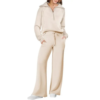 Women 2 Piece Outfits Sweatsuit Set 2025 Fall Oversized Half Zip Sweatshirt