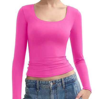 Womens Scoop Neck Long Sleeve Top