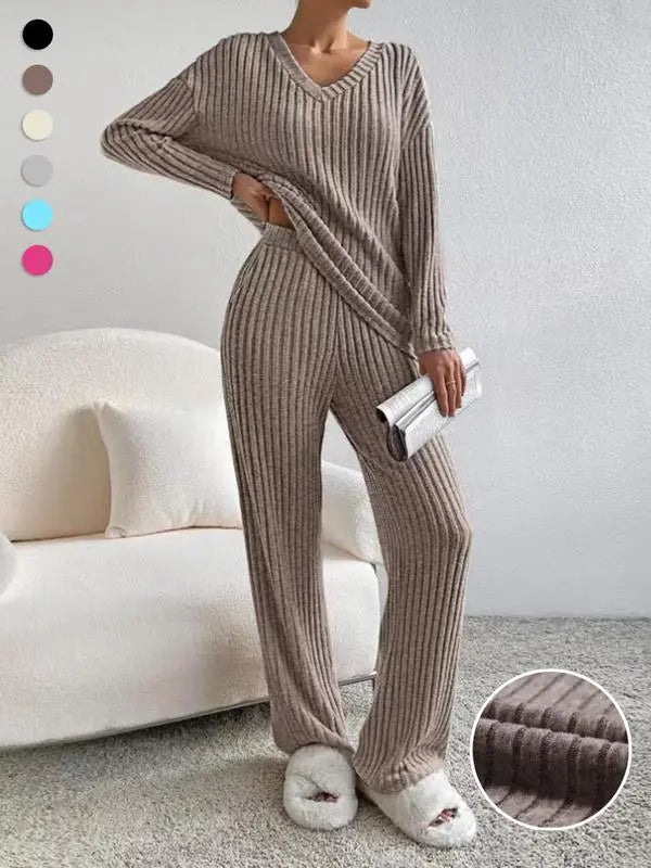 Women's Solid Drop Shoulder Pocket Lounge Set