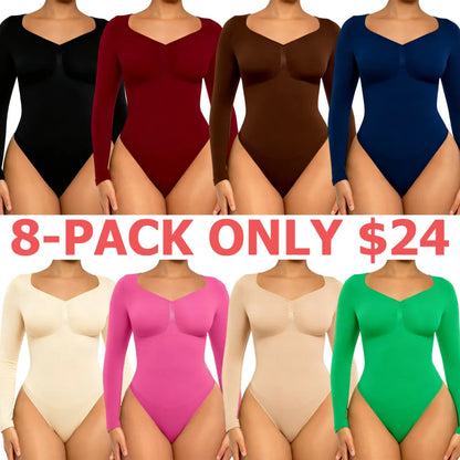 Women's Seamless Sculpt Long Sleeve Thong Comfortable Bodysuit for