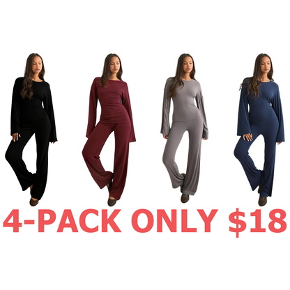 Women's Fall New Round Neck Flare Long Sleeve Top