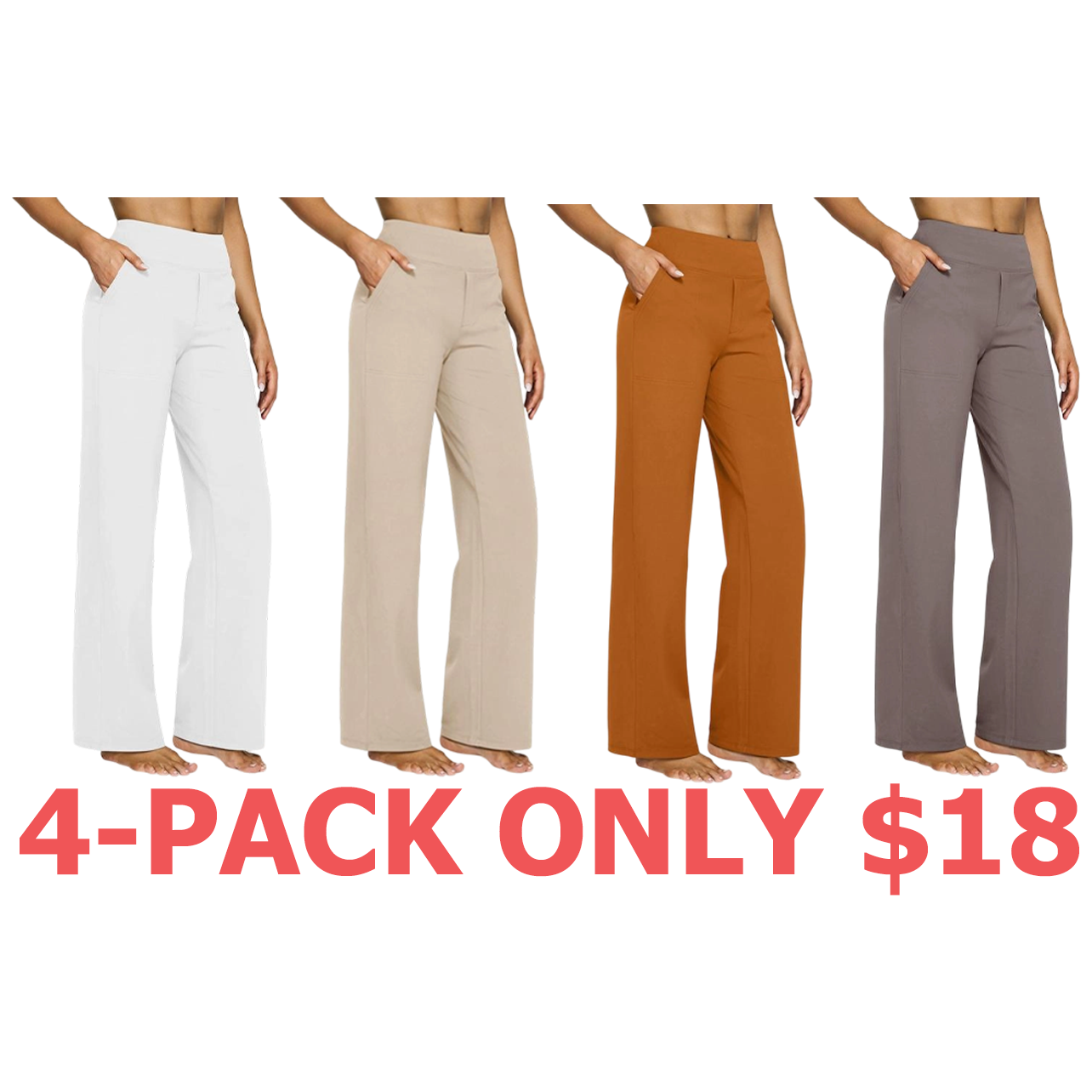 Women's 8-Piece Set Wide-Leg Pants with Pockets