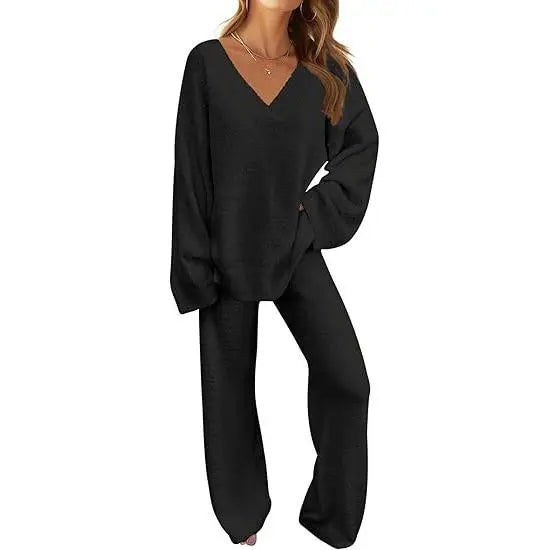 Women's 2 Piece Outfits Fuzzy Fleece Pajama Set Long Sleeve