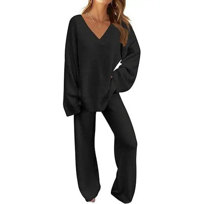 Women's 2 Piece Outfits Fuzzy Fleece Pajama Set Long Sleeve