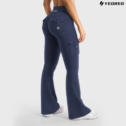 Women's athletic flare pants with hidden pockets