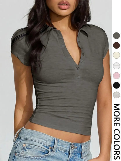 Slim-Fit Button Short Sleeve Polo Shirt