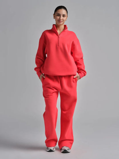 Basic quarter-zip turtleneck sweater set