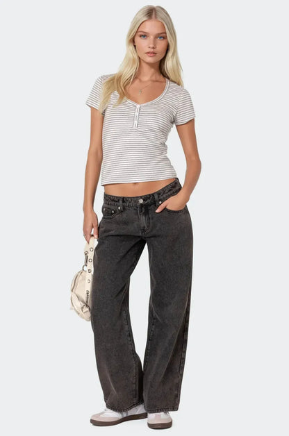 ⚡Last day only $29.9🔥 Raelynn Washed Low Rise Baggy Jeans