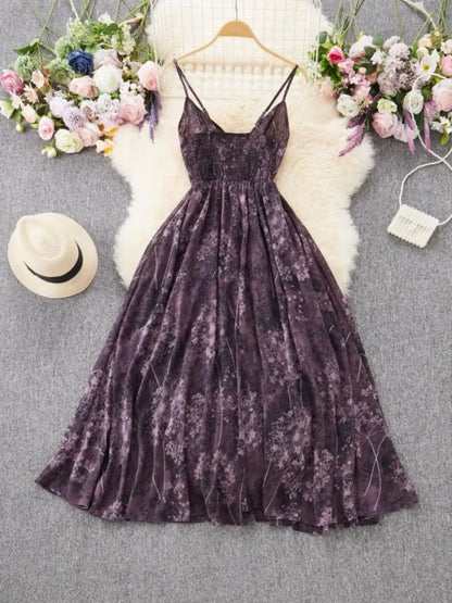 Women's Boho Floral Cami A-Line Summer Dress