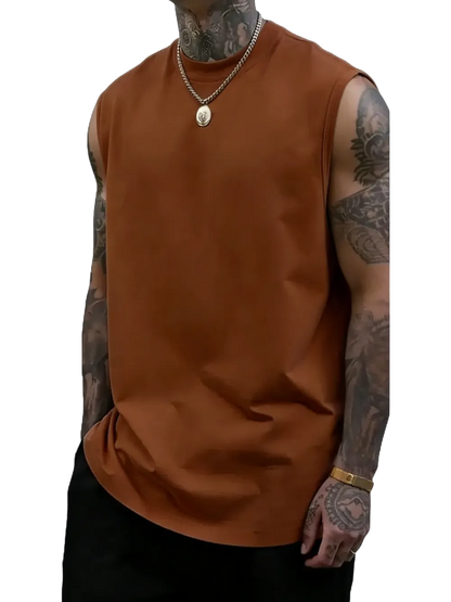Men's Solid Color Round Neck Tank Top