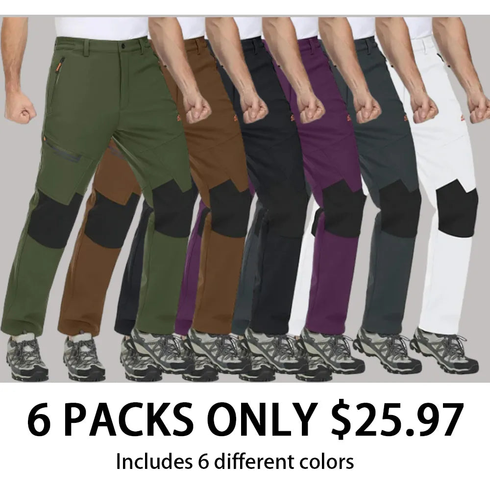 Men's Fleece-Lined Winter Ski Pants – Water-Resistant with 4 Zip Pockets