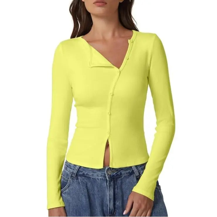 Women's Long Sleeve Ribbed Crewneck Shirts