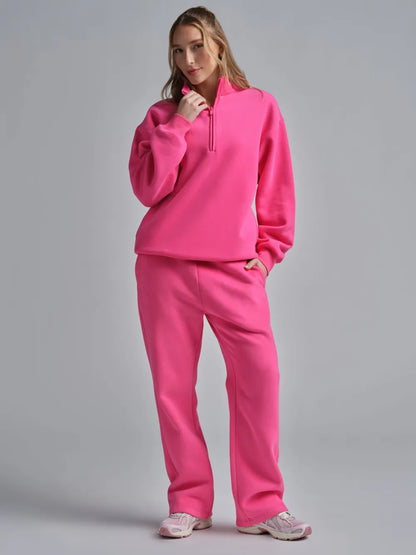 Basic quarter-zip turtleneck sweater set