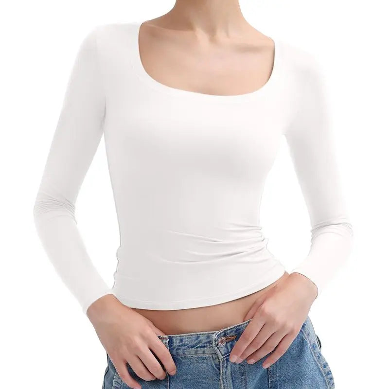 Womens Scoop Neck Long Sleeve Top
