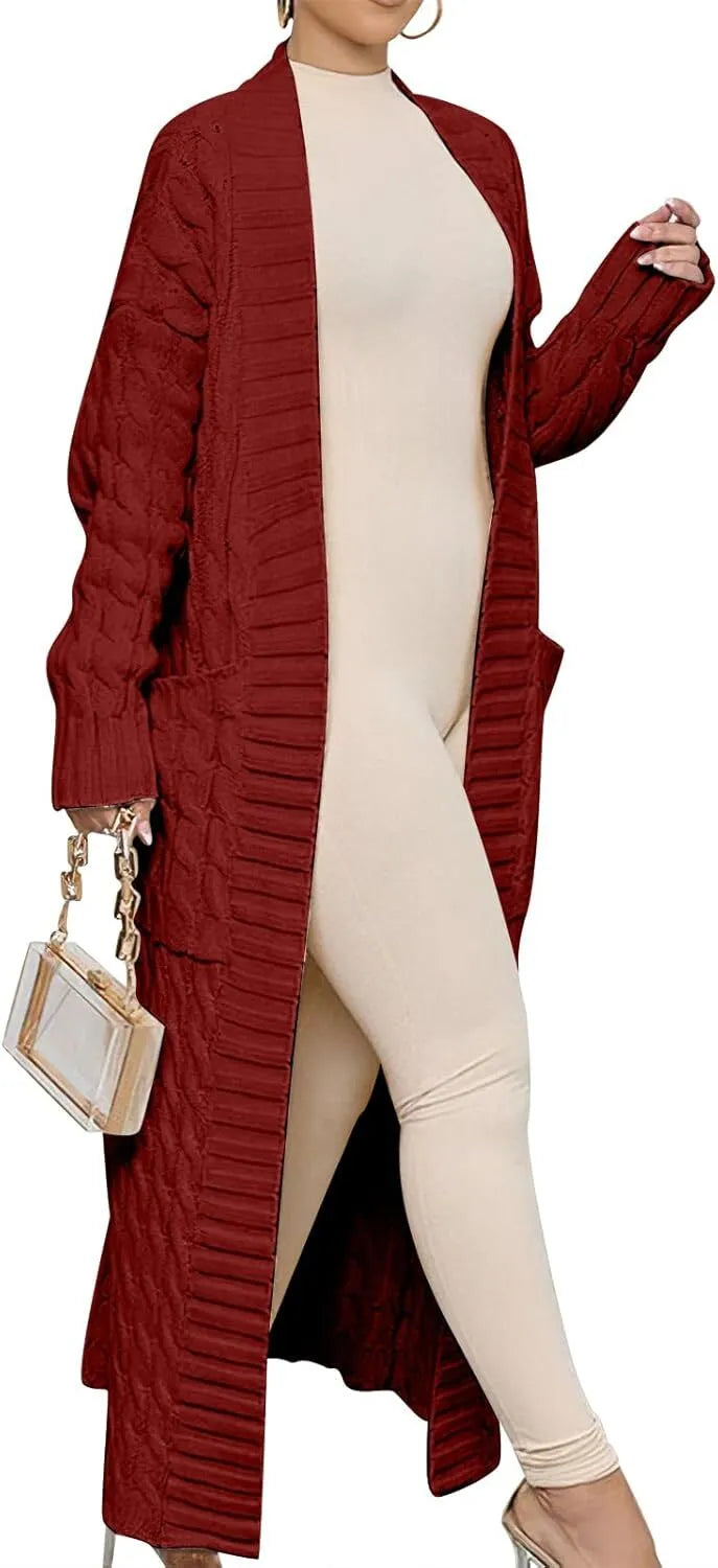 Women's Long Cardigan 2024 Oversized Coat Long Sleeve Open Cardigan Knitted Extra Long Coat Autumn Fashion Jacket Clothes