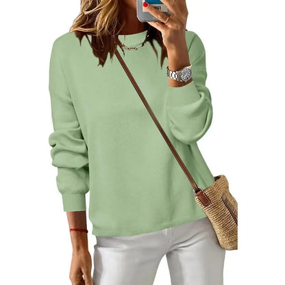 Women's 100% Cotton Crew Neck Fall Casual Relaxed Fit Sweater Tops 2025