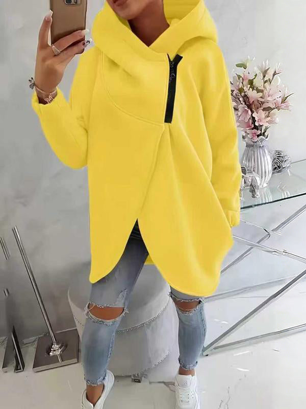 Women'S Plus Size Hooded Sweatshirt, Half-Zip Fashion Design